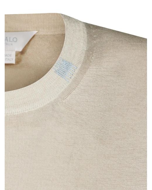 Malo Natural Short-Sleeves Cashmere Top
