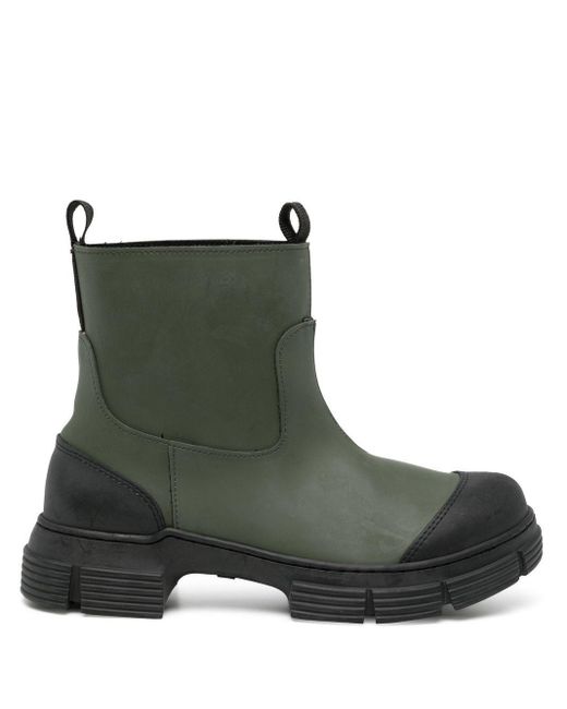 Ganni Contrast Toe-cap Detail Boots in Green | Lyst UK