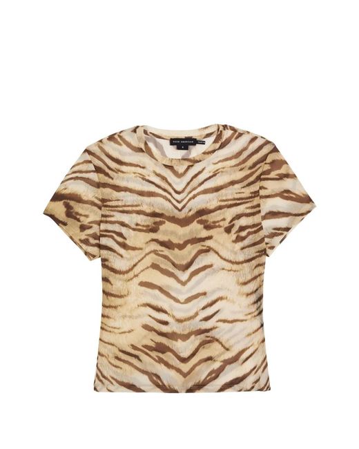 GOOD AMERICAN Natural Tiger-Print Short-Sleeve T-Shirt