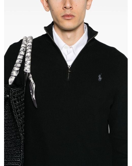 Polo Ralph Lauren Black Polo Pony-embroidered Cotton Jumper for men