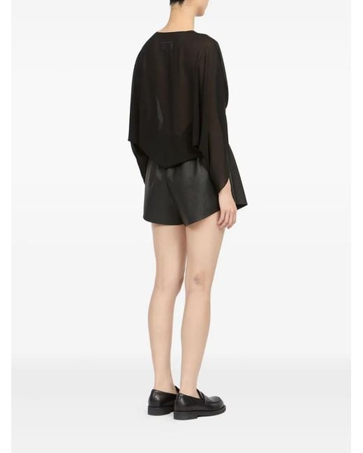 MM6 by Maison Margiela Black Draped V-Neck Top