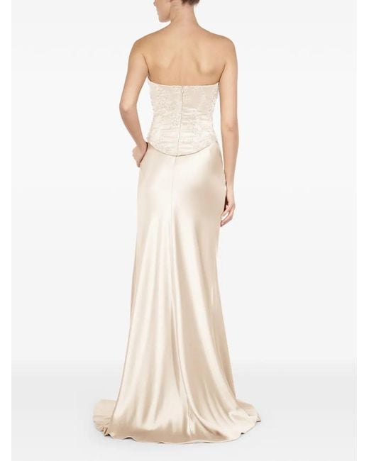 ALEXIA & ANTONIA Natural Draped Side-Slit Maxi Skirt