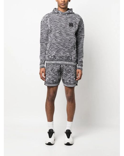 Amiri Gray Logo-patch Pullover Hoodie for men