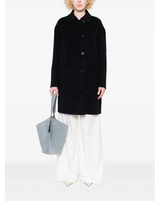 Liviana Conti Blue Flap-Pocket Buttoned Coat