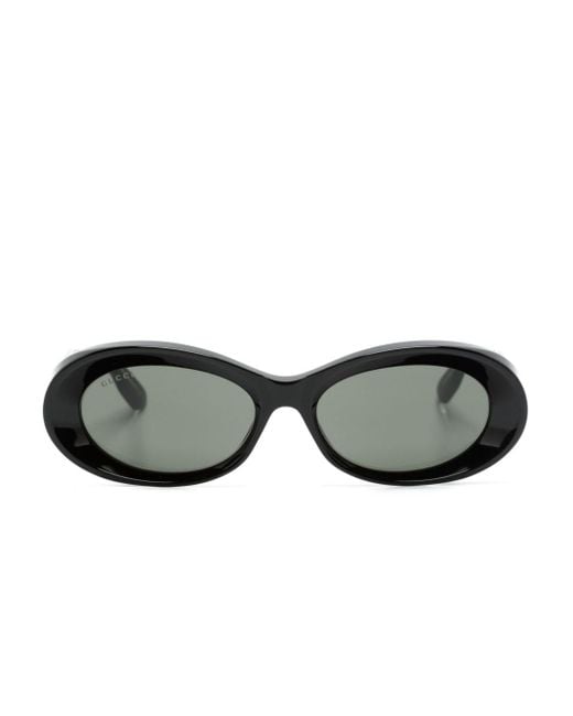 Gucci Black Oval-frame Tinted Sunglasses