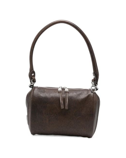 DIESEL Black Logo-Embossed Barrel Shoulder Bag
