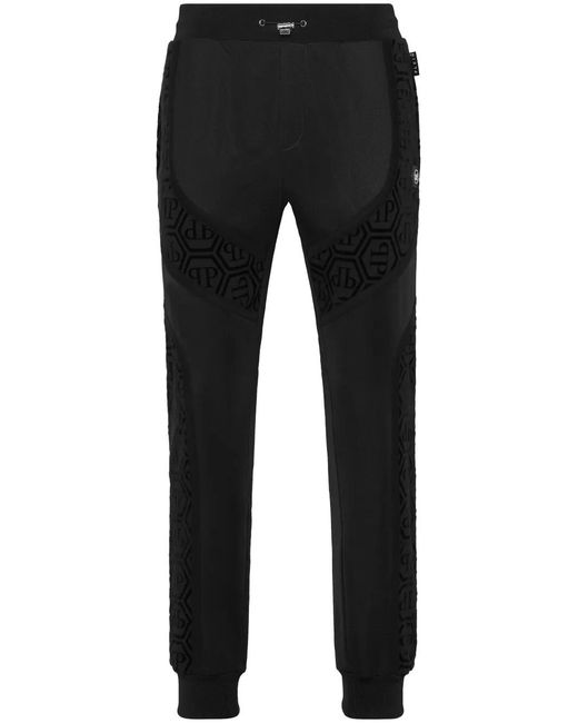 Philipp Plein Black Logo-Patch Track Pants for men