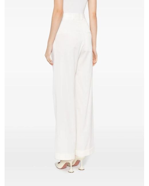 Casablanca White High-Waist Wool Straight-Leg Trousers for men