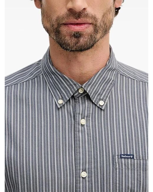 Barbour Gray Striped Pocket Shirt for men