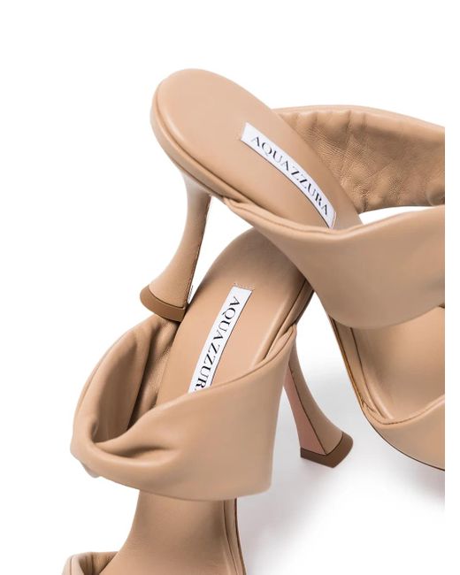 Aquazzura Pink Twist 95Mm Leather Sandals