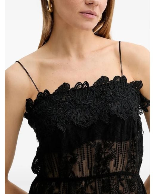 Ermanno Scervino Black Lace-Embellished Side-Split Dress