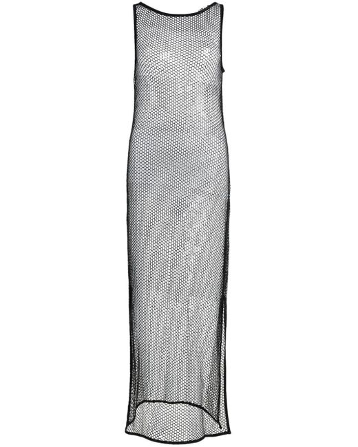 Karl Lagerfeld Black Sequin Mesh Maxi Dress