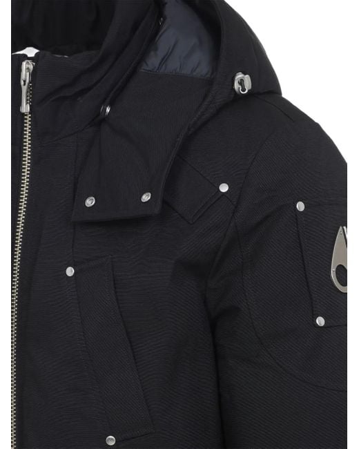 Moose Knuckles Black Hooded Down Jacket for men