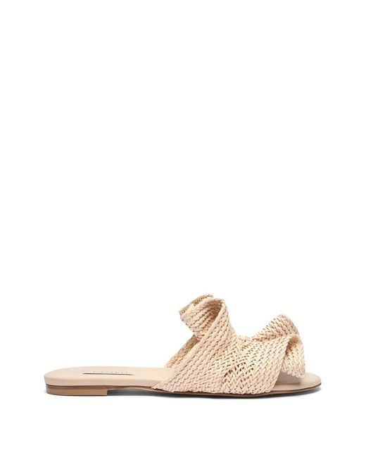Casadei Natural Hanoi Woven Folded Sandals
