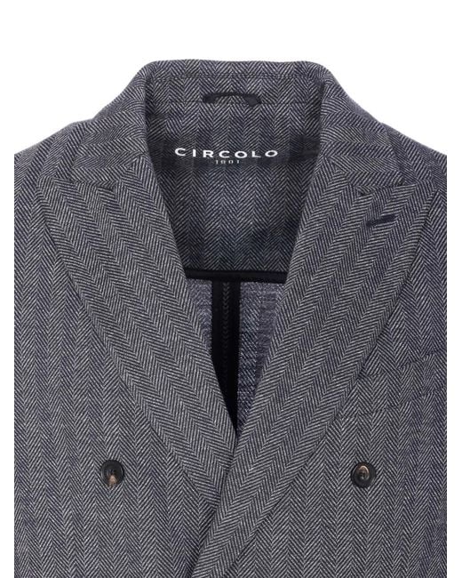 Circolo 1901 Gray Double-Breasted Chevron Jacket for men