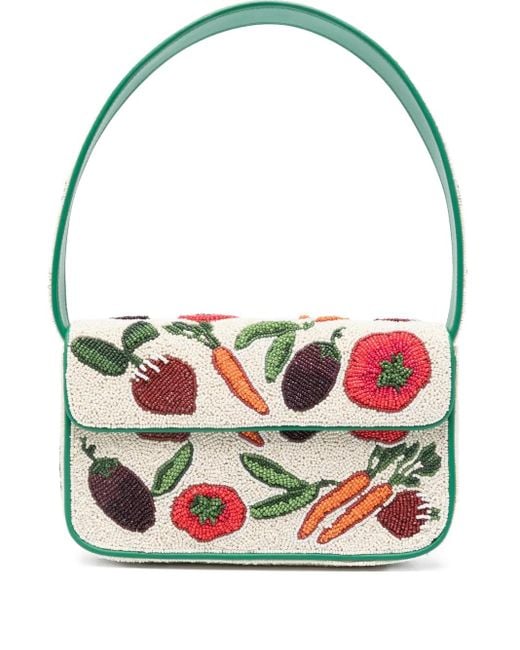 Staud Natural Tommy Schultertasche mit Perlen