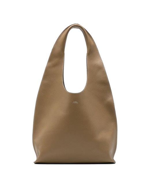 A.P.C. Natural Le Neige Clou Leather Tote Bag