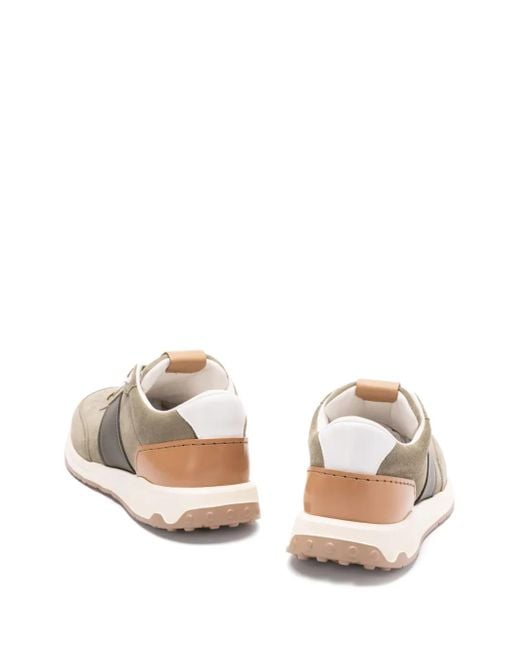 Tod's Brown Leather-Trim Suede Sneakers for men