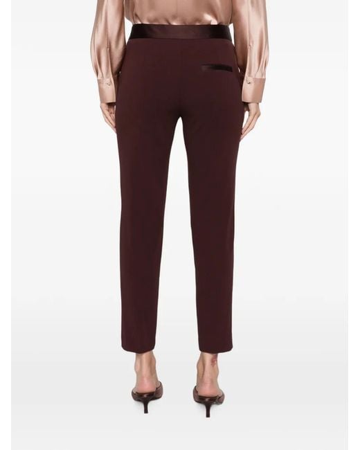Imperial Purple Satin-Waistband Cotton Trousers