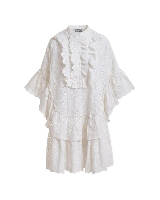 Essentiel Antwerp White Robe Courte À Volants