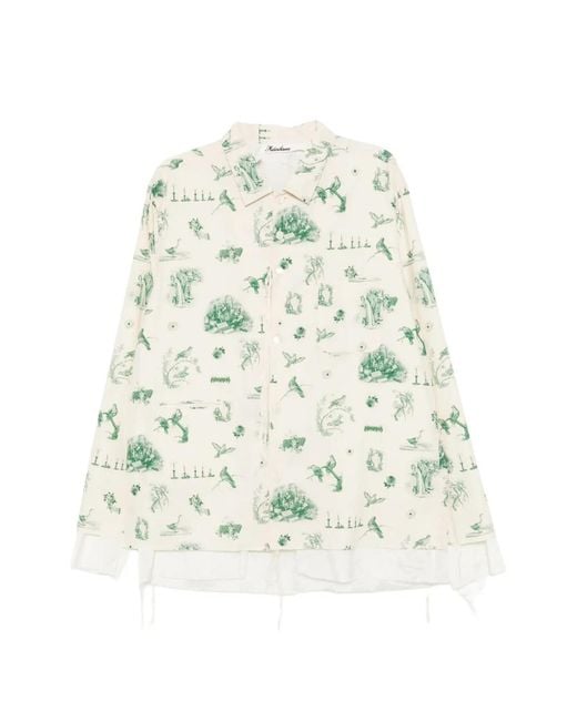 Midorikawa White Graphic-Print Layered Shirt for men