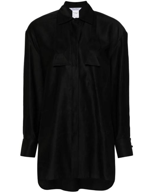 Max Mara Black Bow-Detail Cotton Shirt