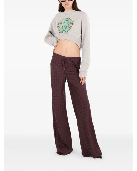 Roberto Cavalli Purple Monogram-Pattern Drawstring Trousers
