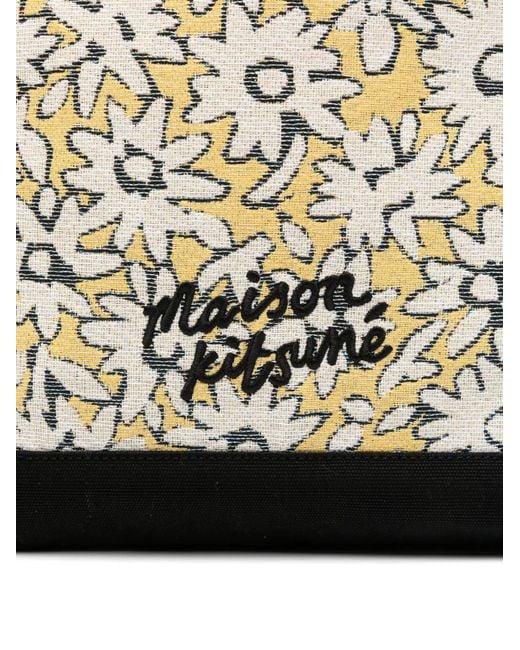 Maison Kitsuné Black Daisy Field Large Jacquard Tote for men