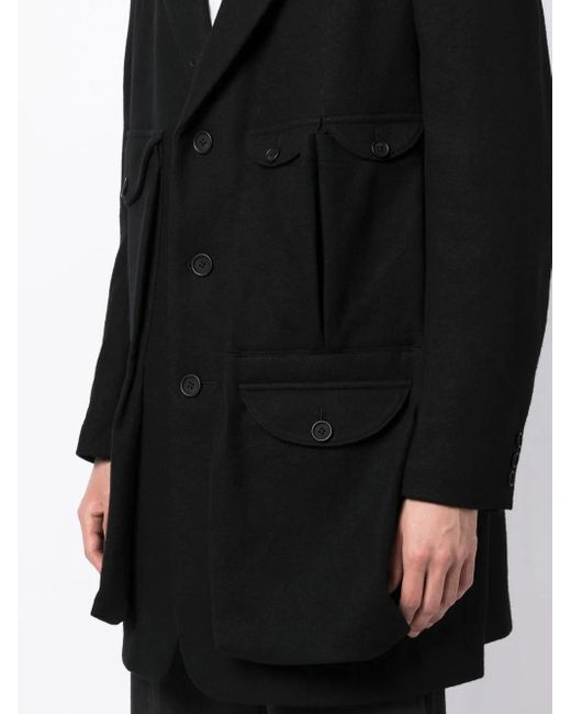 Yohji Yamamoto Black Single-Breasted Fitted Coat for men