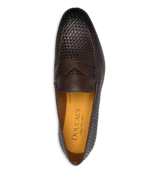 Doucal's Gray Leather Loafers for men