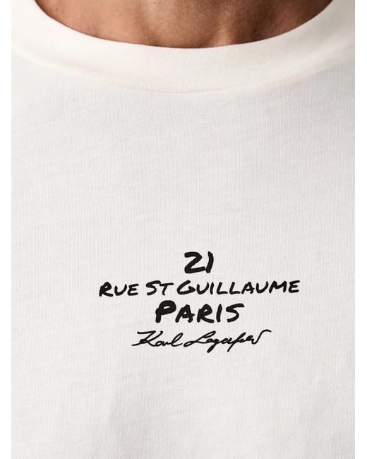 Karl Lagerfeld White Rue St Guillaume Graphic-Print T-Shirt for men