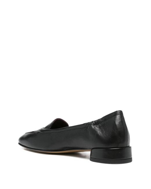 Pomme D ́Or Black Leather Flat Pumps