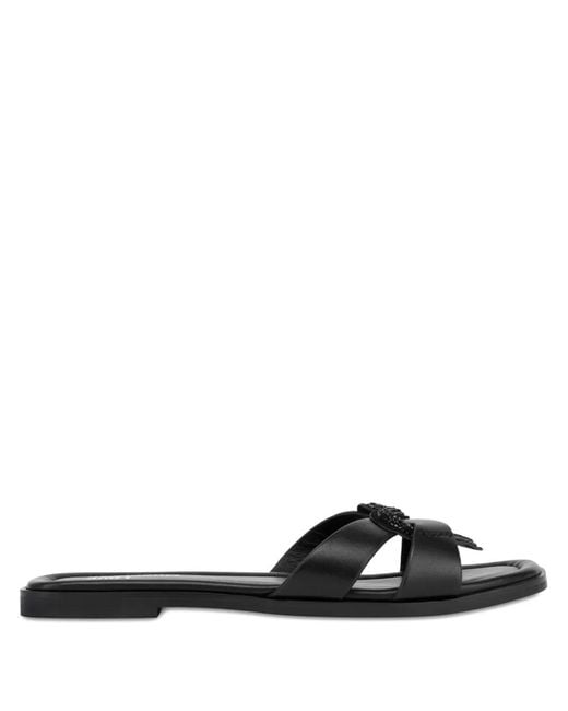 Love Moschino Black Sandales En Cuir À Design Noué