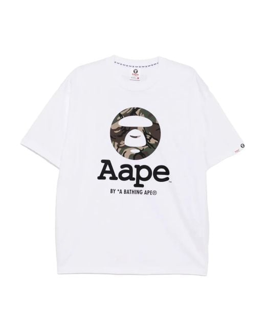 Aape By A Bathing Ape T-Shirt Met Ronde Hals in het White voor heren