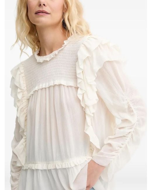 Munthe White Crisp Ruffled Blouse
