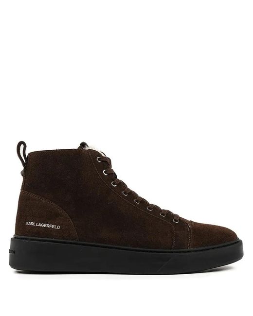 Karl Lagerfeld Brown Flint Ii Lace-Up High-Top Sneakers for men
