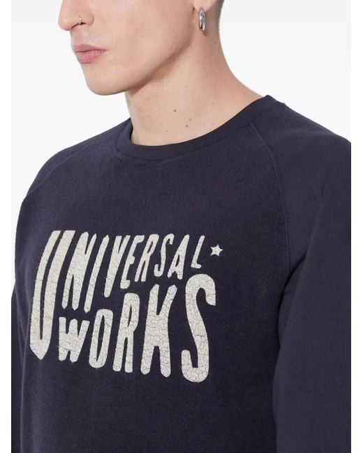 Universal Works Blue Graphic Crew-Neck Sweatshirt for men