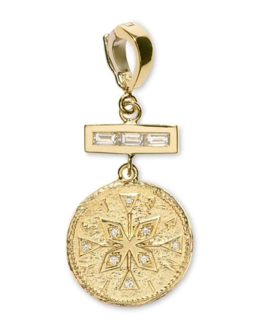 Azlee Metallic 18kt Yellow Gold Small Compass Diamond Pendant Charm