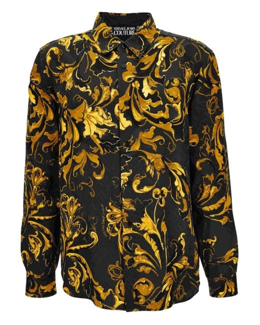 Versace Jeans Couture Black Barocco-Print Shirt for men