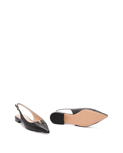 Twinset Black Leather Sling Back Ballet Flats