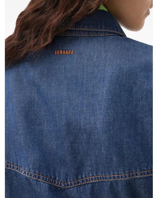 Versace Blue Chambray Denim Mini Dress