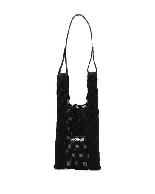 LASTFRAME Black Interwoven Semi-Sheer Tote Bag