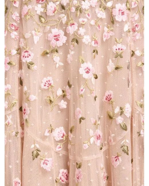 Needle & Thread Pink Sylvia Rose Round-Neck Midi Dress