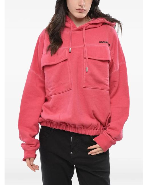 DSquared² Red Logo-Print Hoodie