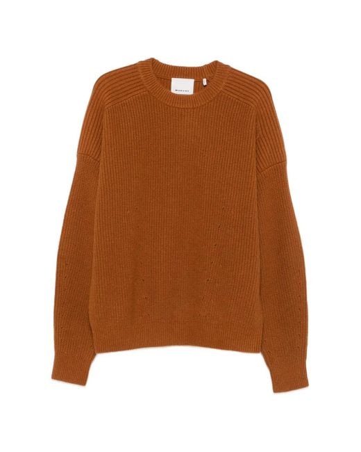 Isabel Marant Brown Ribbed-Knit Crew-Neck Sweater for men