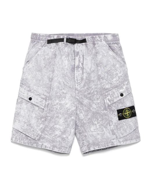 Stone Island Gray Paracadute Shorts for men
