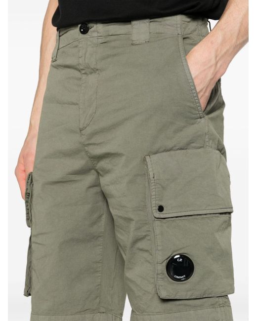 C P Company Green Twill Stretch Cargo Shorts for men