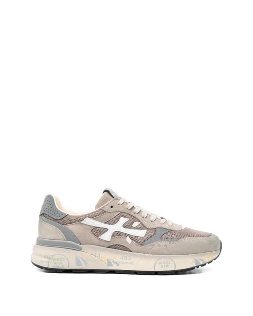 Premiata White Mick Logo-Patch Sneakers for men