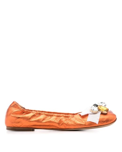 Casadei Orange Queen Bee Ballerina Shoes