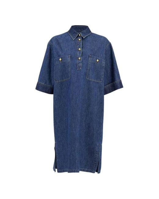 Valentino Garavani Blue Pocket-Detail Shirt Dress